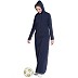 Front open hood travel abaya - Navy Blue
